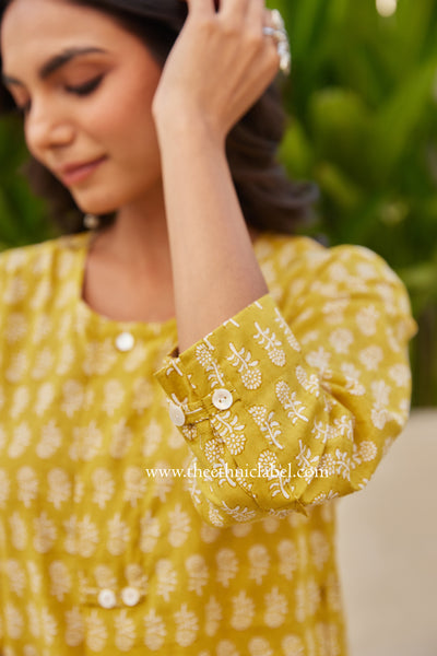 "Swarna" Block Printed Buttoned Cotton kurta