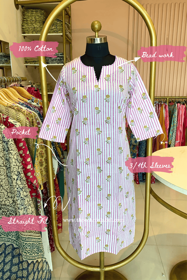 "Pavani" Hand Block Printed Cotton kurta