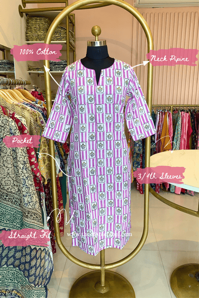 "Aasma" Hand Block Printed Cotton kurta