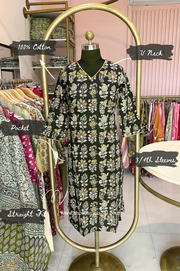 "Virsa" Hand Block Printed Bagru Cotton kurta