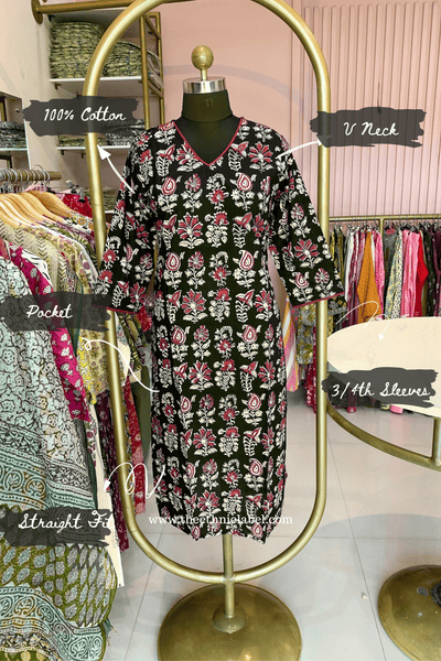 "Kachnar" Hand Block Printed Bagru Cotton kurta