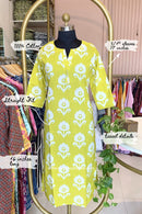 "Yug" Yellow Printed Cotton kurta