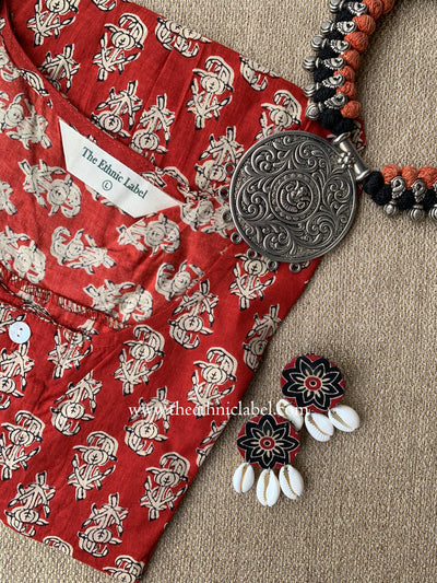 "Prayag" Block Printed Asymmetric Cotton kurta