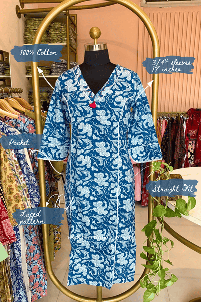 "Riva" Laced Cotton kurta