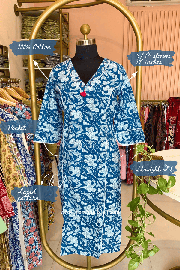 "Riva" Laced Cotton kurta