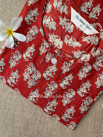 "Prayag" Block Printed Asymmetric Cotton kurta