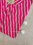 "Malaya" Dark Pink  Lehriya Cotton kurta