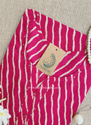 "Malaya" Dark Pink  Lehriya Cotton kurta