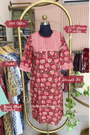 "Charu" Hand Block Printed Red Cotton Kurta