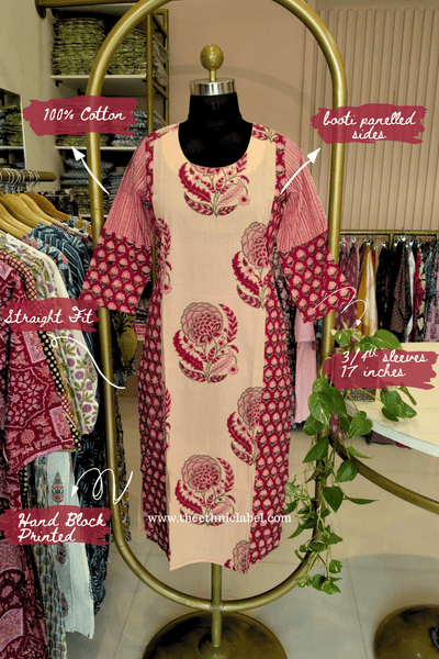 "Mumtaz" Hand Block Printed Bagru Cotton kurta