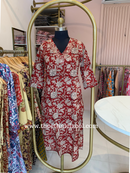 "Amira" Hand Embroidered Bagru Block Printed Cotton kurta