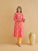 Maaru Bandhani Cotton Kurta Pant Set- 2pc
