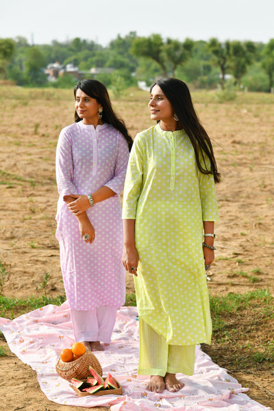Elara Green Polka Cotton Co-ord Set(2pc)