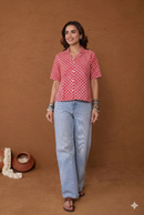"Ruby" Hand Block Printed Cotton Shirt