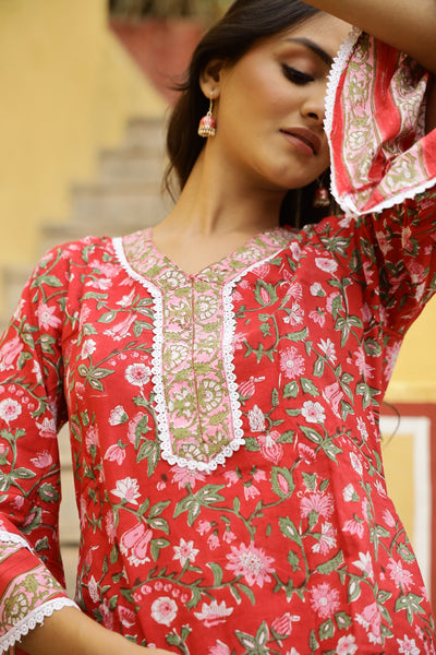 "Scarlet" Grace Cotton Kurta Set (2pc)