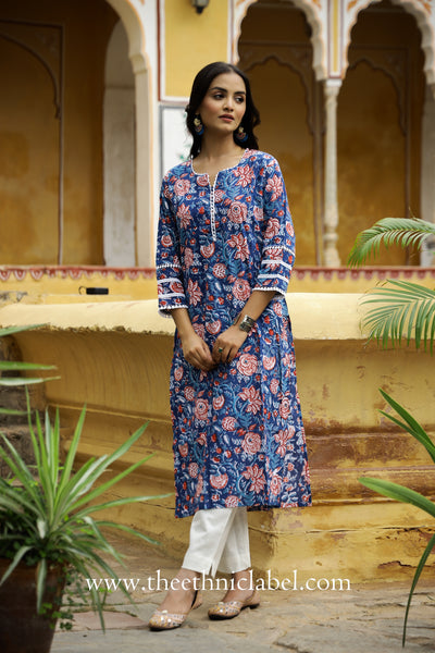 "Rooh" Hand Block Printed Cotton Kurta