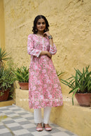 "Gulabi" Hand Block Printed Cotton Kurta