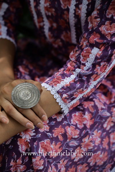 "Aina" Purple Laced Cotton Kurta