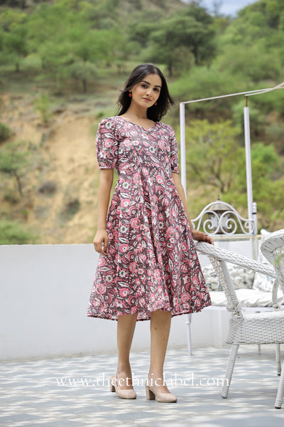 "Daisy" Hand block printed Cotton Dress