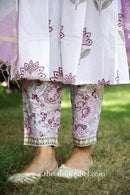 "Fiza" Mughal Hand Block Printed Purple White suit set