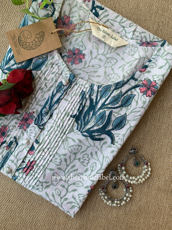 "Ravya" Hand Block Printed Cotton kurta