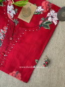 "Snehal" Red Block Printed Floral Cotton kurta