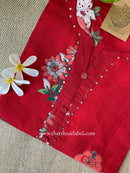 "Snehal" Red Block Printed Floral Cotton kurta