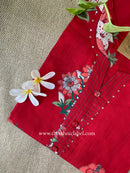 "Snehal" Red Block Printed Floral Cotton kurta