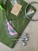 "Vasudha" Green Boota Pure Cotton kurta