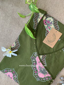 "Vasudha" Green Boota Pure Cotton kurta