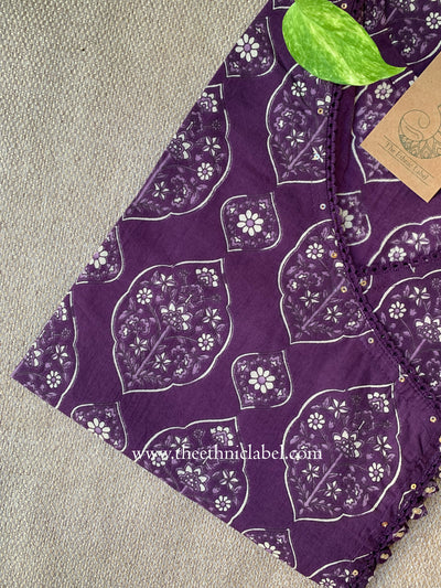 "Rajani" Mughal Purple Angrakha Cotton kurta