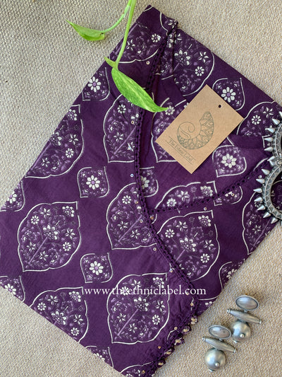 "Rajani" Mughal Purple Angrakha Cotton kurta