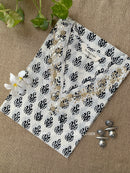"Wafa" Hand Embroidered Block Printed Cotton kurta