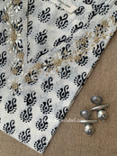 "Wafa" Hand Embroidered Block Printed Cotton kurta