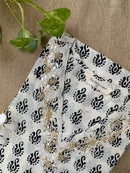 "Wafa" Hand Embroidered Block Printed Cotton kurta