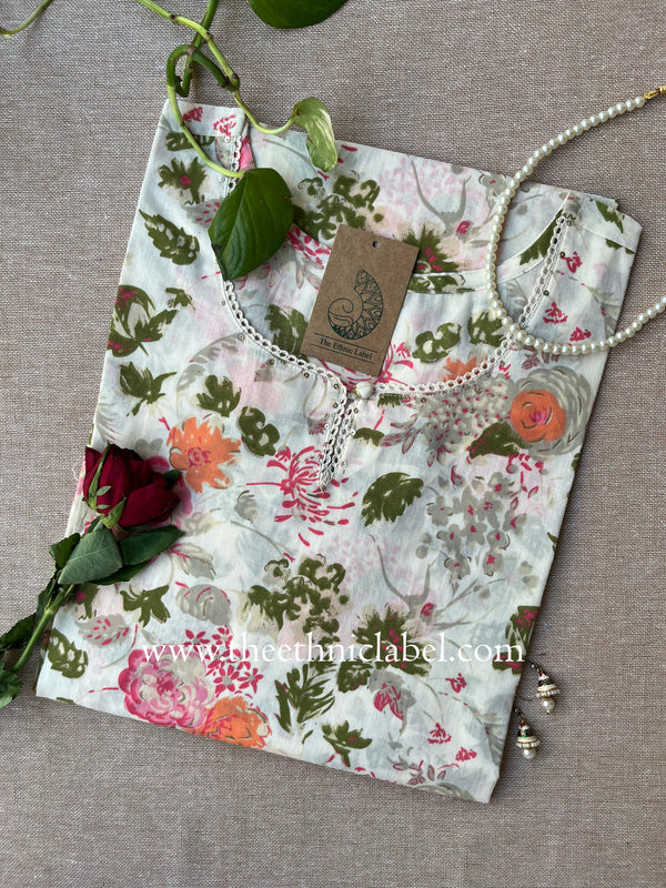 "Rakhija" Floral Cotton kurta - Big Size