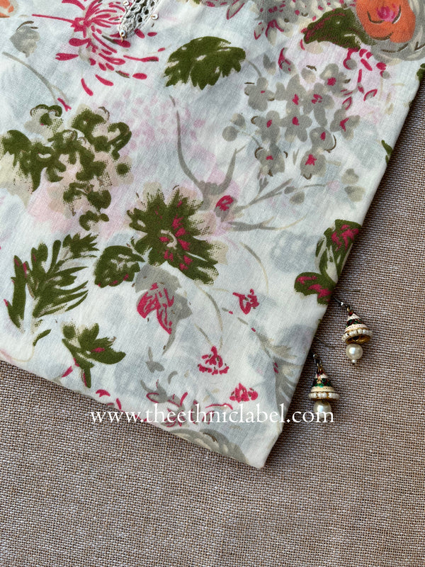 "Rakhija" Floral Cotton kurta - Big Size