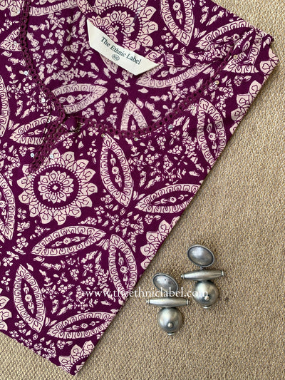 "Ashnoor" Wine Cotton kurta