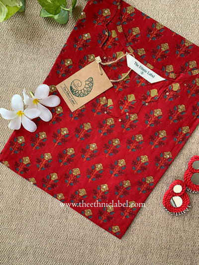 "Nazaara" Boota scalloped Cotton kurta