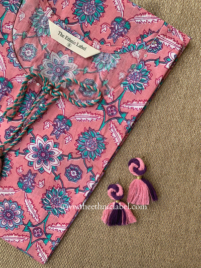 "Lafz" Pink Tassel Cotton kurta