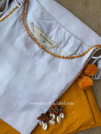 "Jahaan" White Kurta with Straight Pant-2pc