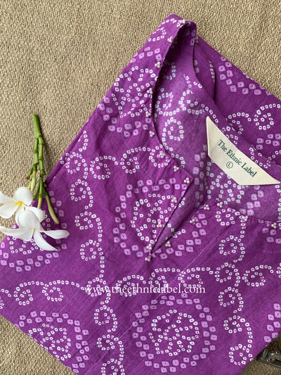 "Reza" Bandhani Purple Cotton Kurta