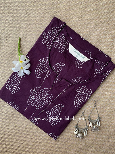 "Mahroop" Dark Purple Kantha Cotton kurta