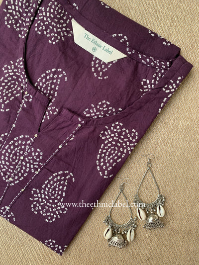 "Mahroop" Dark Purple Kantha Cotton kurta