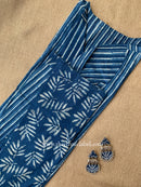 "Naira" A Line Hand Block Printed Indigo Cotton kurta