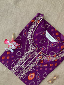"Aangan" Bandhani Purple Embroidered Cotton Kurta