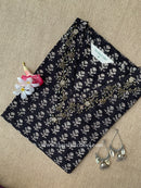 "Aamna" Hand Embroidered Block Printed Black Cotton kurta