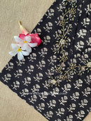 "Aamna" Hand Embroidered Block Printed Black Cotton kurta