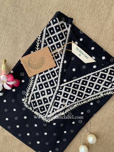 "Tvara" Hand Block Printed Black Cotton kurta