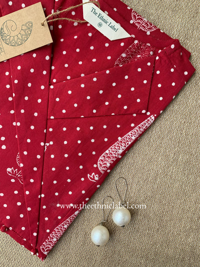 "Samra" Hand Block Printed Dark Red Cotton kurta
